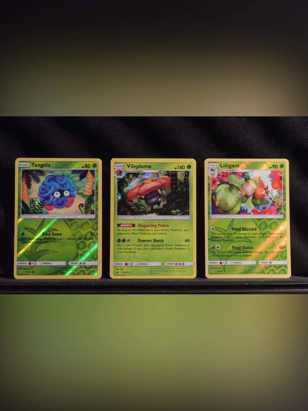 Pokemon Vintage Rare Holo Trading Cards - Tangela, Vileplume & Lilligant